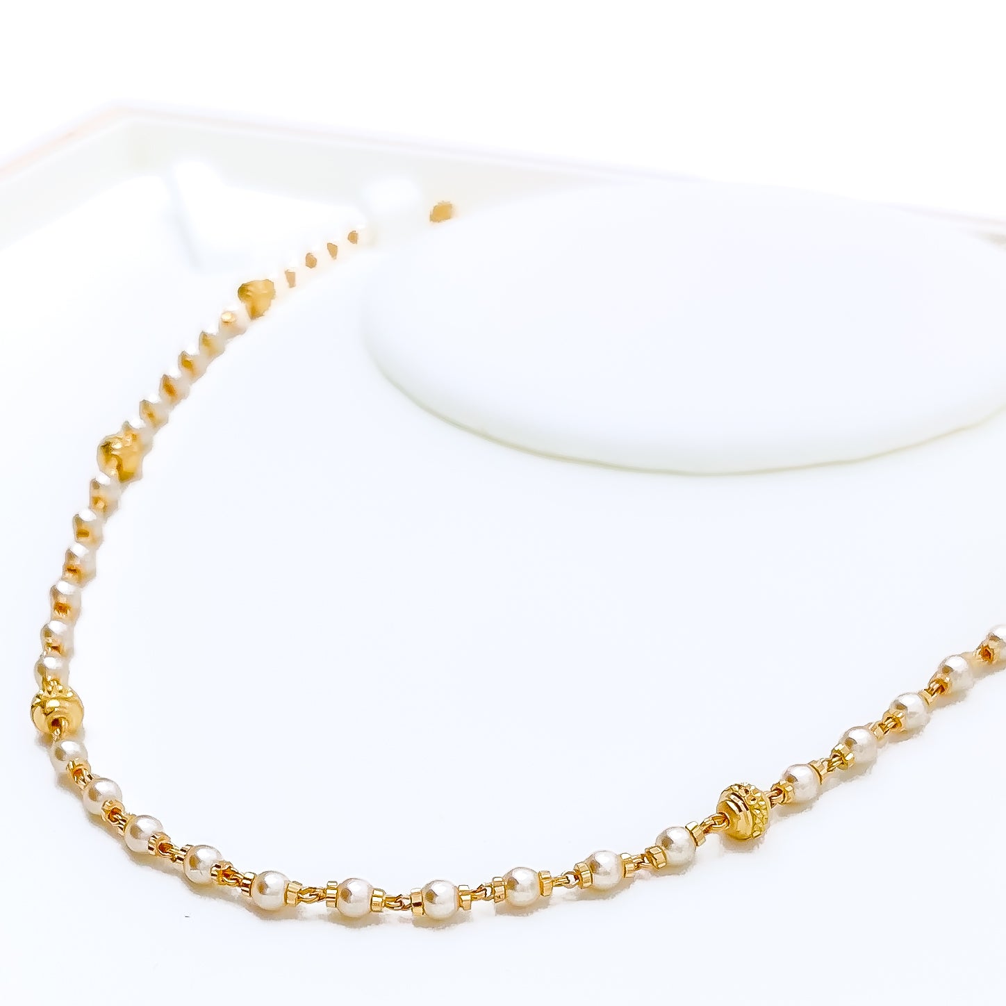 235-GN3628 - 22K Gold Necklace for Women with Chinese Pearls