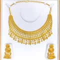 Paisley Accented Tasseled 22k Gold Bridal Necklace Set 