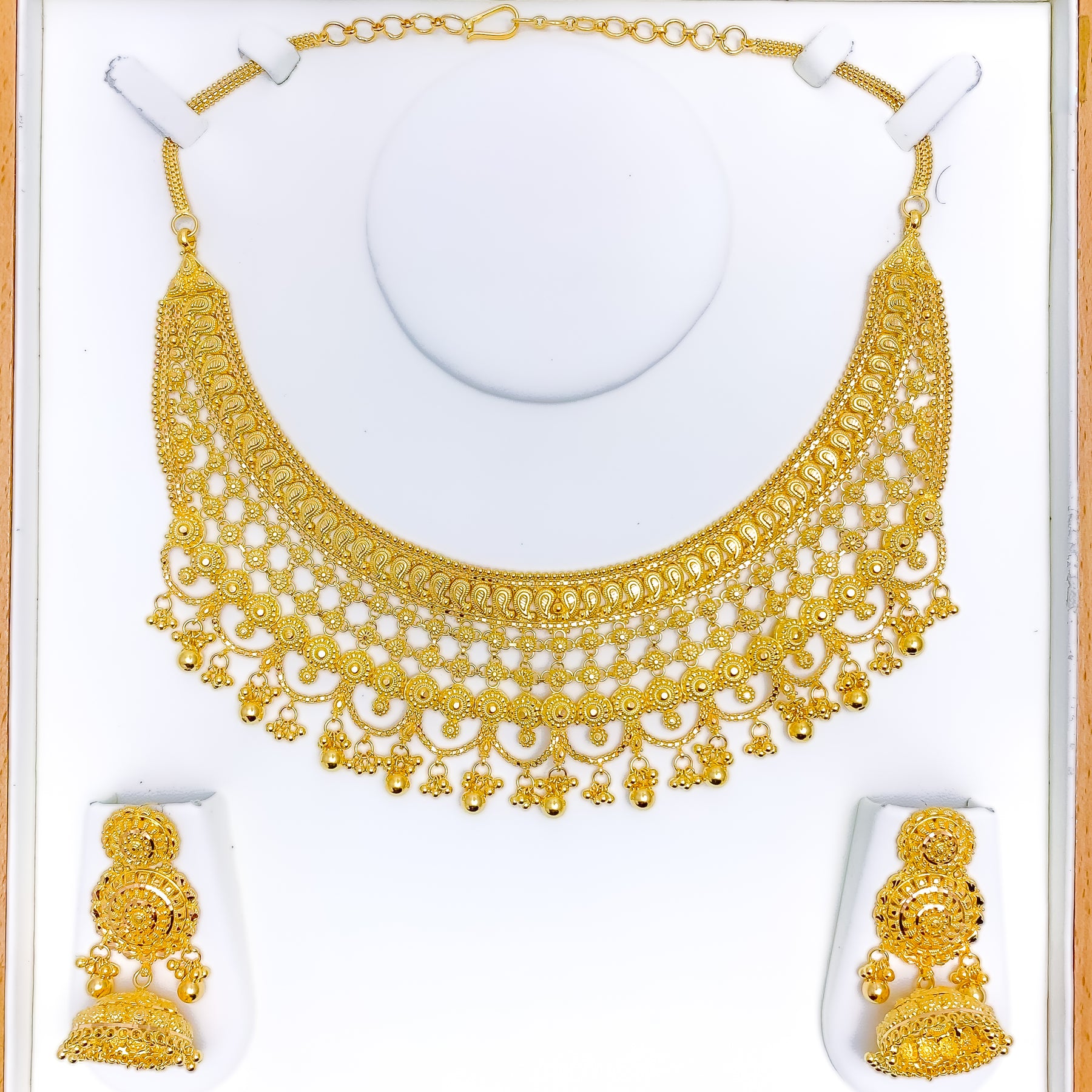 Tasseled Paisley Accented 22k Gold Bridal Necklace Set – Andaaz Tasseled Paisley Accented 22k Gold Bridal Necklace Set – Andaaz