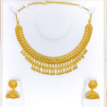 Reflective Tasseled Heart 22k Gold Bridal Necklace Set 