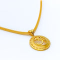 22k-gold-Reflective Round OM Pendant 