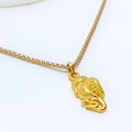 22k-gold-Unique Leaf Accented Ganesh Pendant 