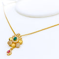 Dressy CZ Pear Drop 22k Gold Necklace
