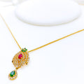 Lovely Leaf Accented CZ 22k Gold Necklace