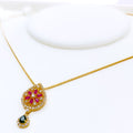 Classy Marquise Flower CZ 22k Gold Necklace