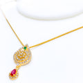 Intricate Open Flower CZ 22k Gold Necklace