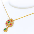 Detailed Colorful CZ 22k Gold Necklace