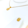 Textured Light 22k Gold Pendant Set