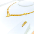 Glowing Infinity V-Shaped 22k Gold Necklace Set