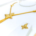 Unique Upscale Butterfly 22k Gold Necklace Set