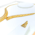 Contemporary Netted 22k Gold CZ Necklace Set