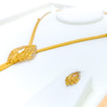 Lavish Leaf 22k Gold CZ Necklace Set