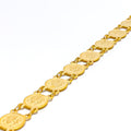 Glistening Floral 22k Gold Coin Bracelet 