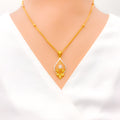 22k-gold-tasteful-reflective-floral-drop-necklace-set