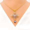 diamond-decorative-triple-layered-floral-diamond-pendant-set