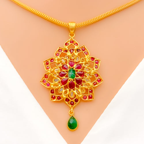diamond-festive-vibrant-polki-pendant-set