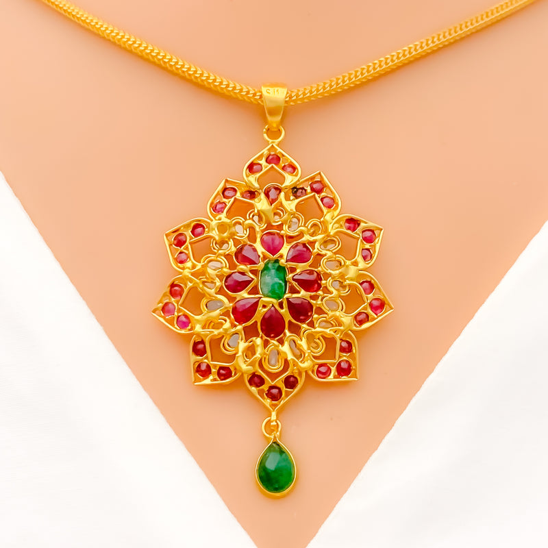 diamond-festive-vibrant-polki-pendant-set