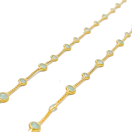 Gracious Pastel Green 22K Gold CZ Anklets