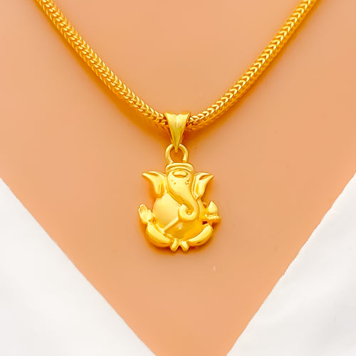 Delicate Dual Finish Ganesha Pendant