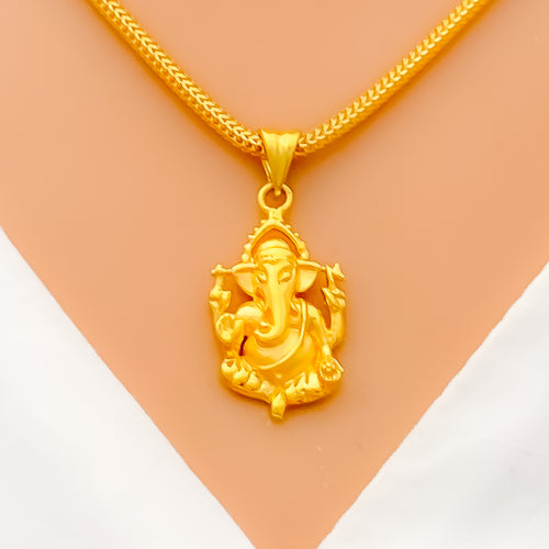 Exquisite Intricate Ganesha 22K Gold Pendant