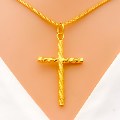 Large Twisted Cross Pendant