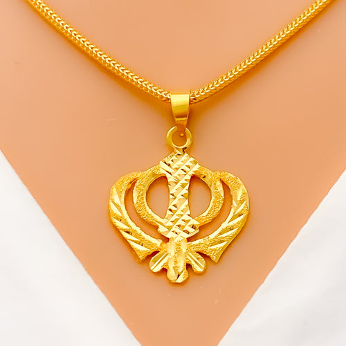 Shimmering Sand Finish Khanda Pendant