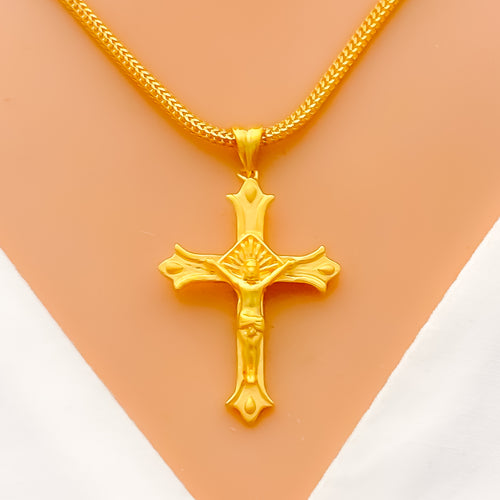 Graceful Dual Finish Cross Pendant