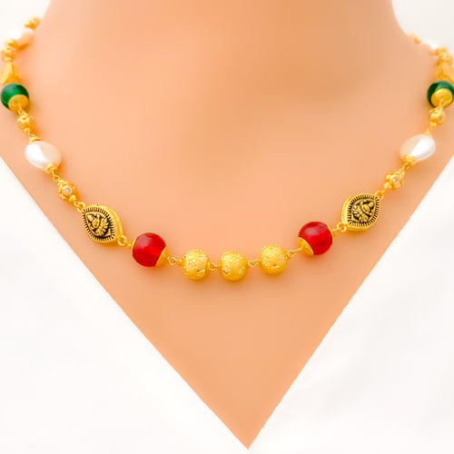 Regal Lakshmi Stone 22k Gold Necklace