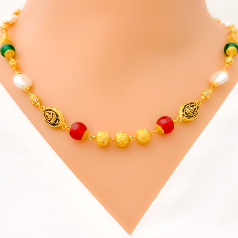 Regal Lakshmi Stone 22k Gold Necklace