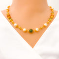 Ruby + Emerald Stone Temple 22k Gold Necklace