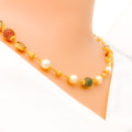 Ruby + Emerald Stone Temple 22k Gold Necklace