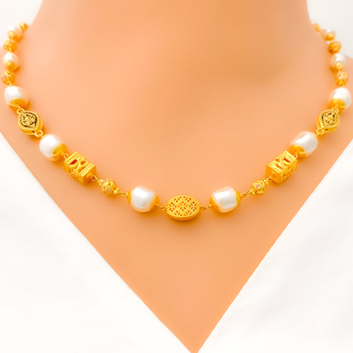 Lakshmi Marquise Pearl Necklace