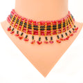 22k-gold-Classic Ornate Ruby Choker Necklace Set