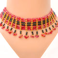 22k-gold-Classic Ornate Ruby Choker Necklace Set