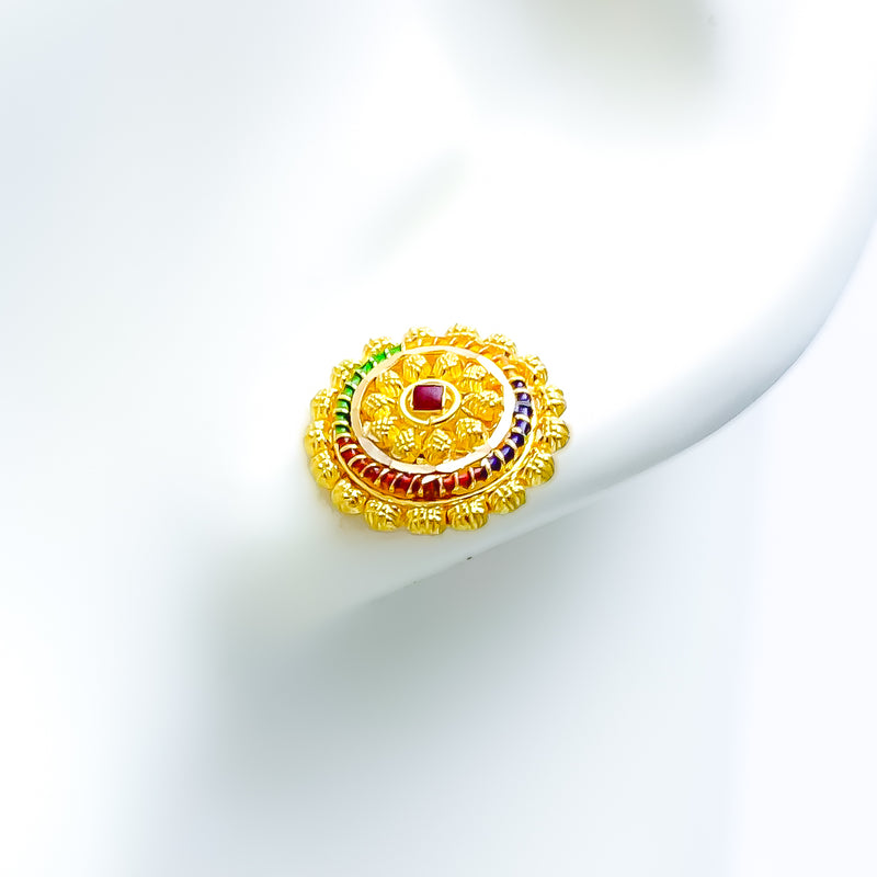 22k-gold-colorful-textured-flower-earrings