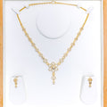 22k-gold-Dazzling Open Flower CZ Necklace Set