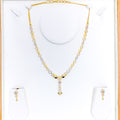 22k-gold-Fancy Sleek Dangling CZ Necklace Set