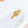 Elegant Floral Leaf 22k Gold Pendant Set