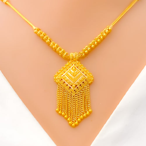 22k-gold-Dazzling Striped Mangal Sutra w/ Dangling Chains