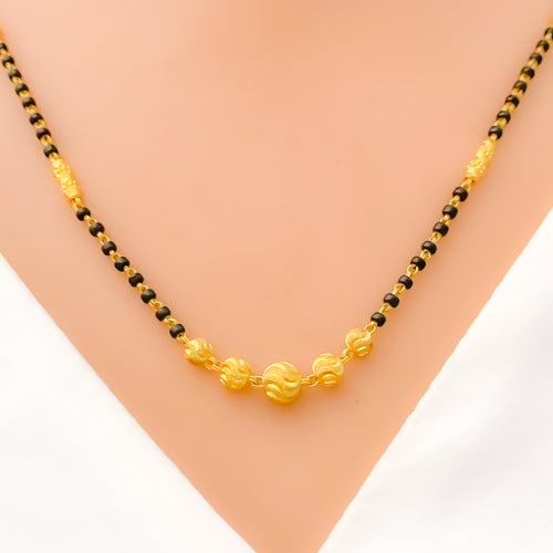 22k-gold-Sleek Wavy Multi Bead Mangal Sutra