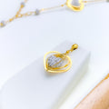 Reflective Layered Heart 22k Gold Necklace Set