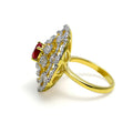 Impressive Floral 18K Gold Diamond Statement Ring 