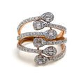 Charming Elongated 18K Gold Diamond Statement Ring 