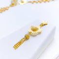 Radiant Striped Flower 22k Gold Necklace Set