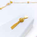 Graceful Hanging Flower 22k Gold Necklace Set