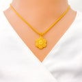 22k-gold-Chic Floral Filigree Pendant