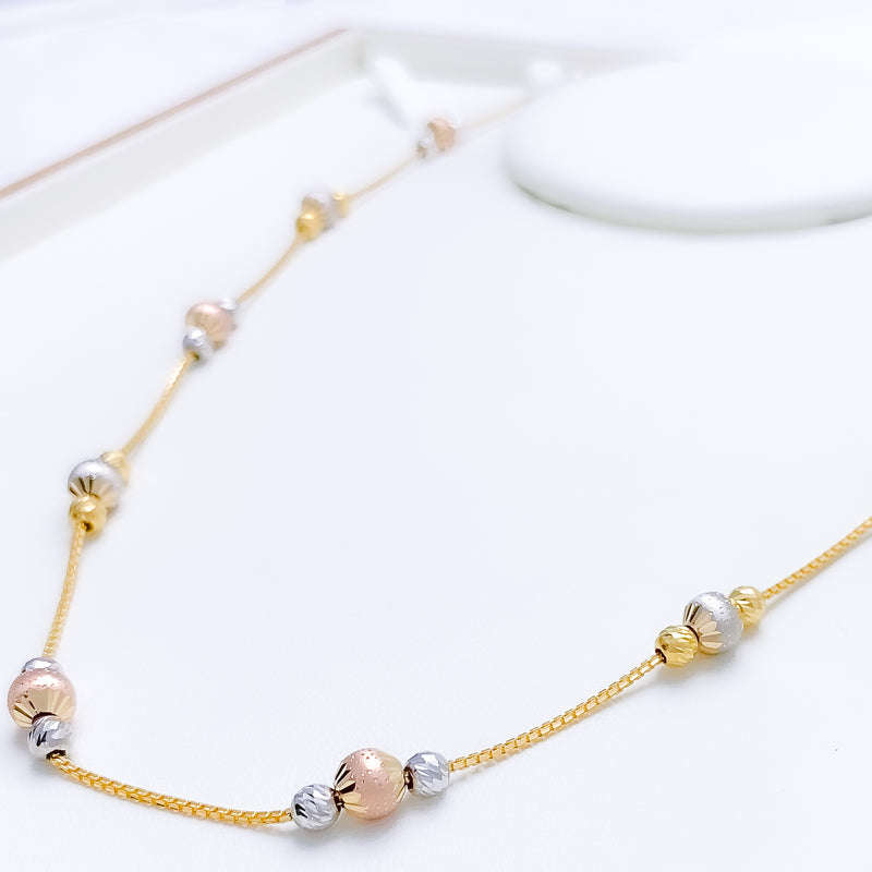 Smooth Finish Alternating Sphere 22k Gold Chain