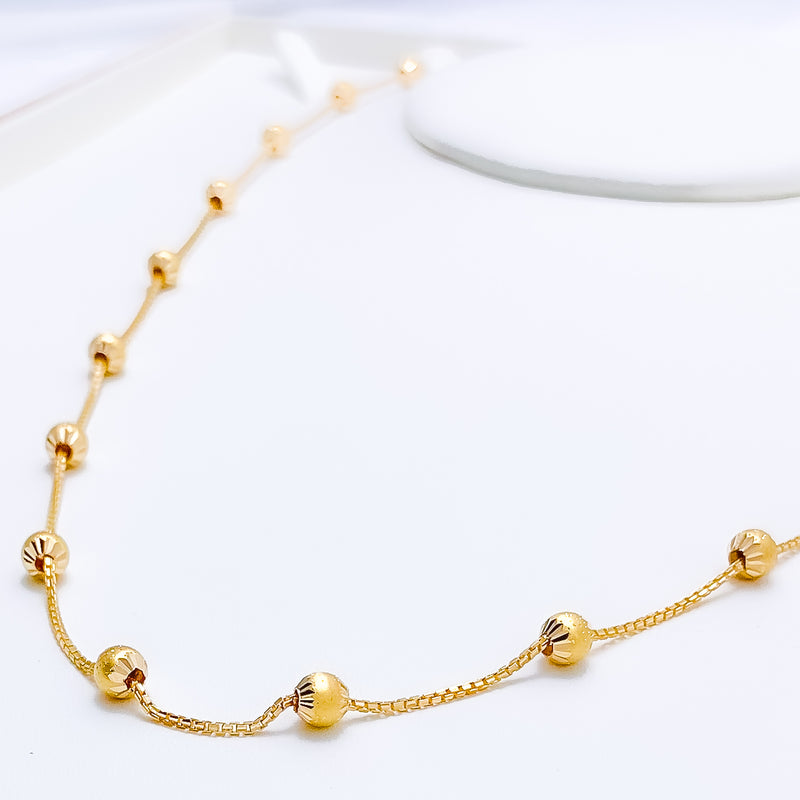 Long Upscale Matte Bead 22k Gold Chain