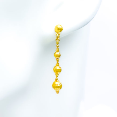 22k-gold-Dainty Triple Orb Hanging Earrings