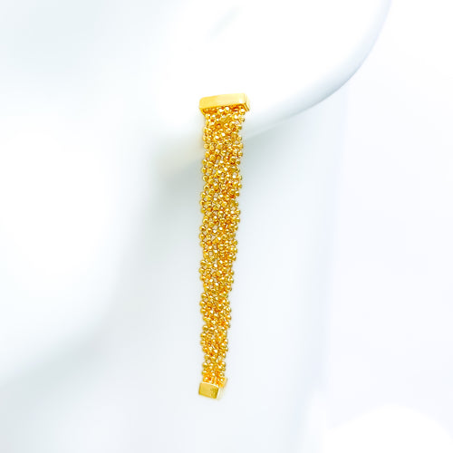 22k-gold-Magnificent Soft Braided Hanging Earrings